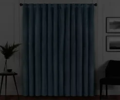 Harper Blue Velvet Blackout Rod Pocket Curtain Panel, (95") -Cuisinart Store 810475063 6