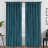 Harper Teal Velvet Blackout Rod Pocket Curtain Panel, (84")