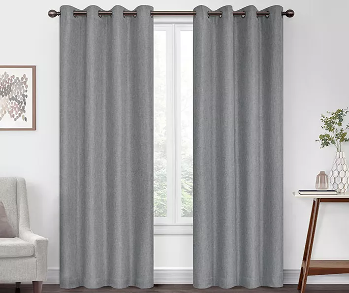 Kira Gray Blackout Grommet Curtain Panel, (84") 1 Kira Gray Blackout Grommet Curtain Panel, (84")