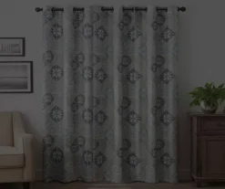 Martina Medallion Blue Blackout Grommet Curtain Panel, (108") -Cuisinart Store 810475131 6