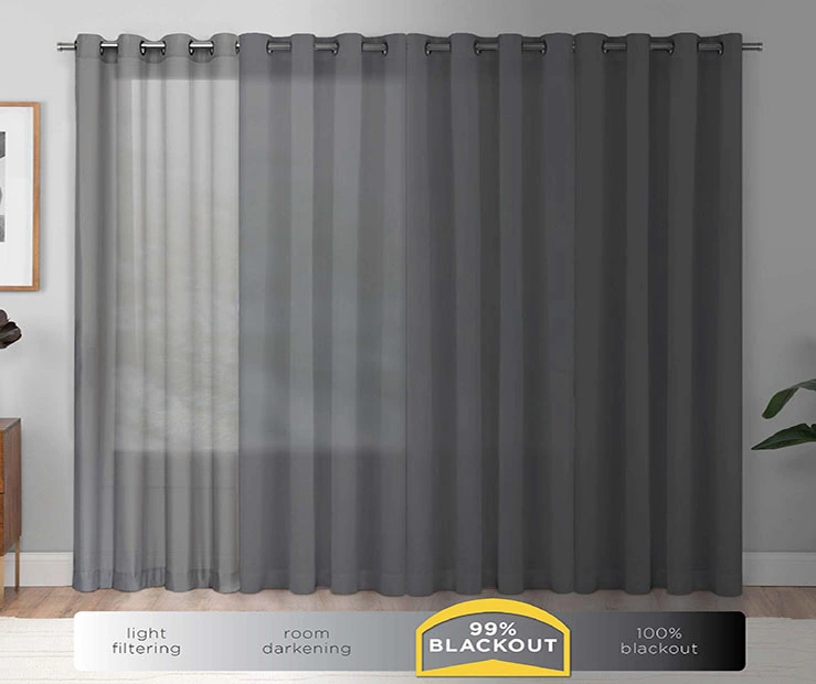 Peconic Gray Blackout Grommet Curtain Panel, (63") 8 Peconic Gray Blackout Grommet Curtain Panel, (63") - Image 8