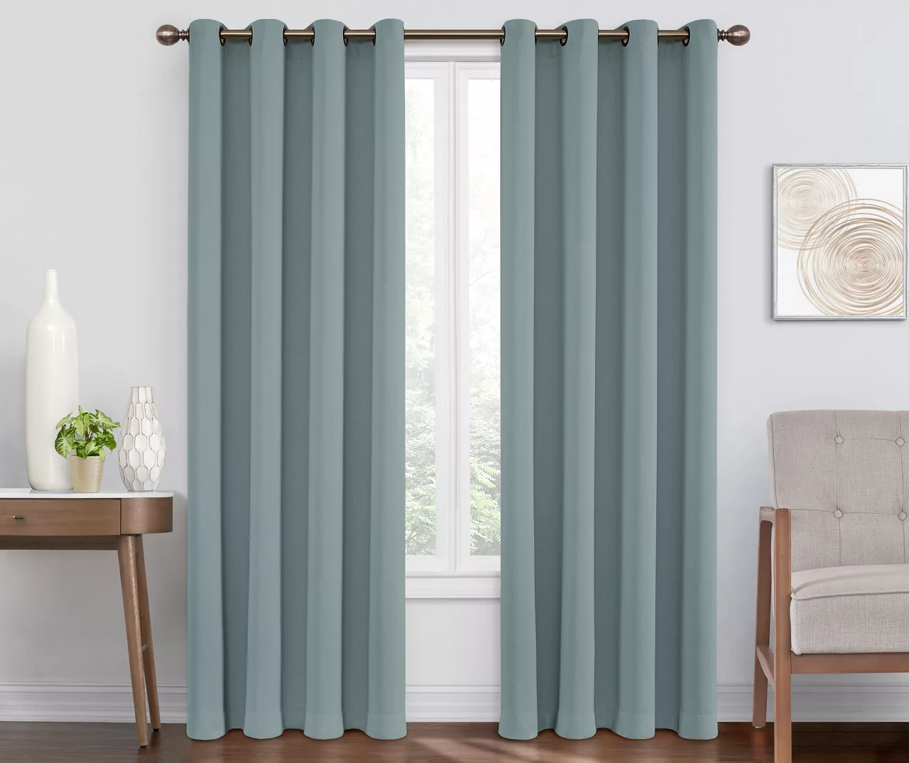 Round & Round Blue River Blackout Grommet Curtain Panel, (108") 1 Round & Round Blue River Blackout Grommet Curtain Panel, (108")