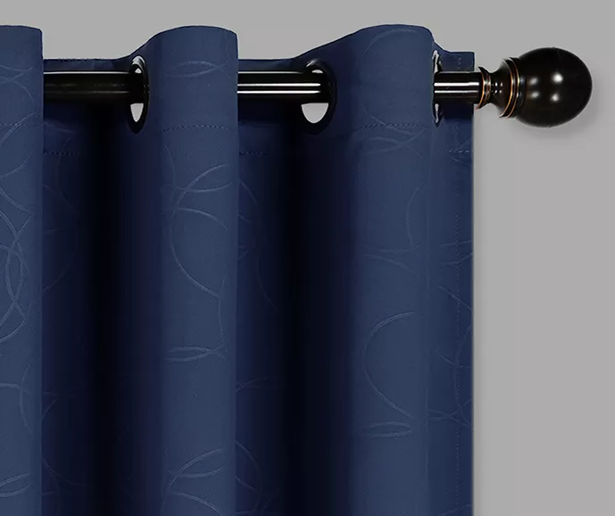 Round & Round Navy Blackout Grommet Curtain Panel, (84") 2 Round & Round Navy Blackout Grommet Curtain Panel, (84") - Image 2