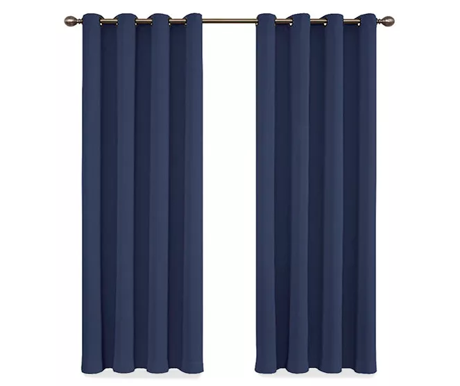 Round & Round Navy Blackout Grommet Curtain Panel, (84") 4 Round & Round Navy Blackout Grommet Curtain Panel, (84") - Image 4