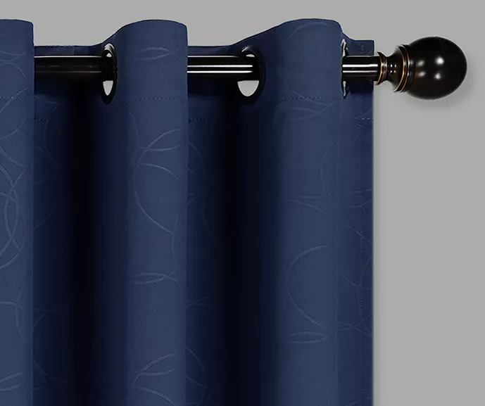 Round & Round Navy Blackout Grommet Curtain Panel, (95") 2 Round & Round Navy Blackout Grommet Curtain Panel, (95") - Image 2