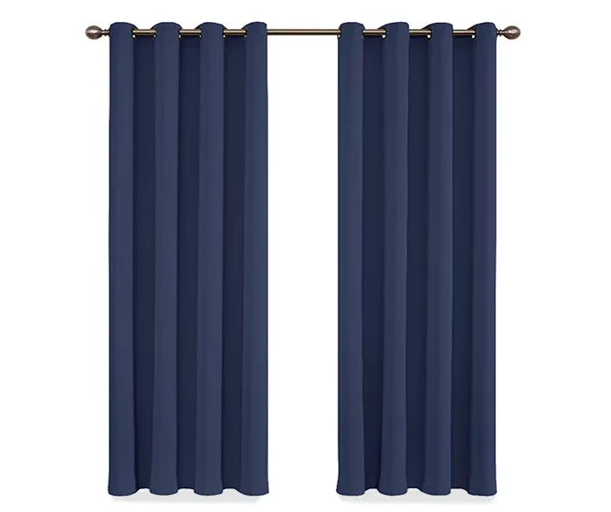 Round & Round Navy Blackout Grommet Curtain Panel, (95") 4 Round & Round Navy Blackout Grommet Curtain Panel, (95") - Image 4