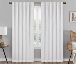 Nora White Blackout Rod Pocket Curtain Panel, (63")