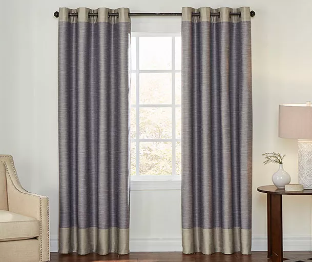 Monty Ivory & Charcoal Blackout Grommet Curtain Panel, (63") 1 Monty Ivory & Charcoal Blackout Grommet Curtain Panel, (63")