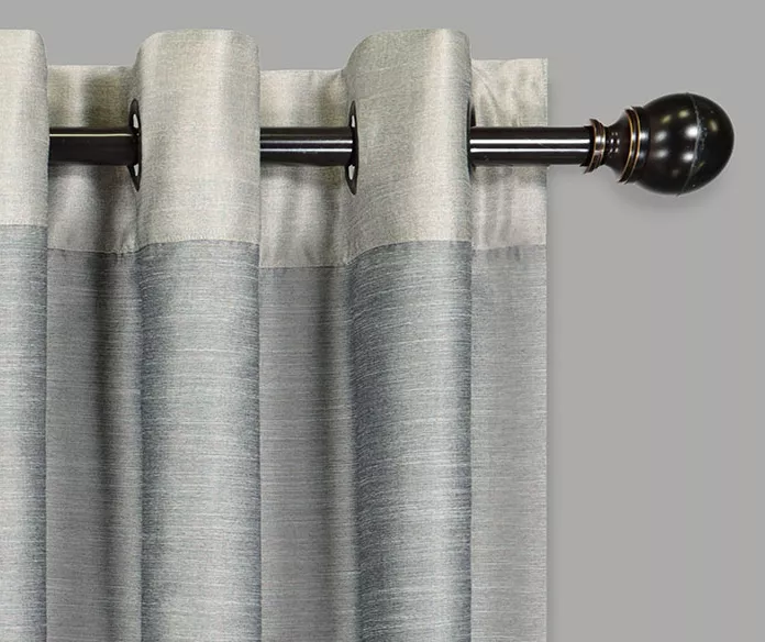 Monty Ivory & Charcoal Blackout Grommet Curtain Panel, (63") 2 Monty Ivory & Charcoal Blackout Grommet Curtain Panel, (63") - Image 2