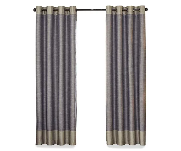 Monty Ivory & Charcoal Blackout Grommet Curtain Panel, (63") 4 Monty Ivory & Charcoal Blackout Grommet Curtain Panel, (63") - Image 4