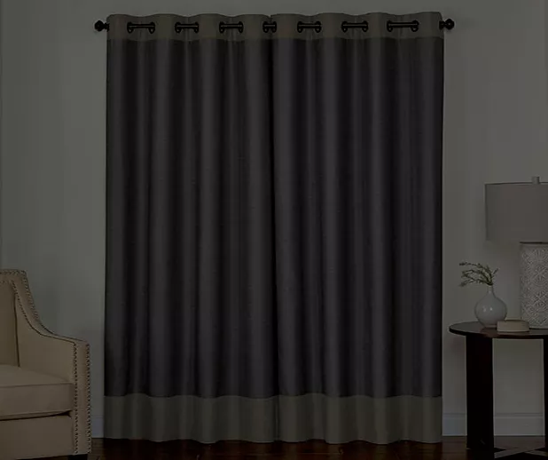 Monty Ivory & Charcoal Blackout Grommet Curtain Panel, (63") 6 Monty Ivory & Charcoal Blackout Grommet Curtain Panel, (63") - Image 6