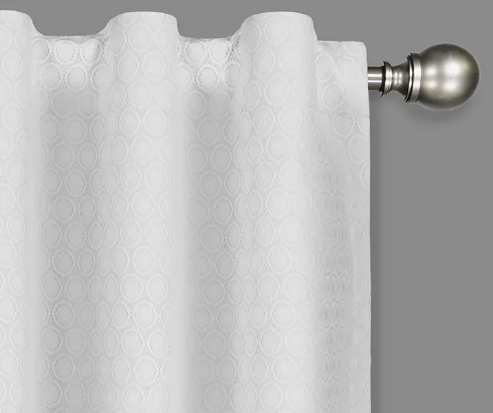 Nora Crochet White Blackout Rod Pocket Curtain Panel, (84") 2 Nora Crochet White Blackout Rod Pocket Curtain Panel, (84") - Image 2