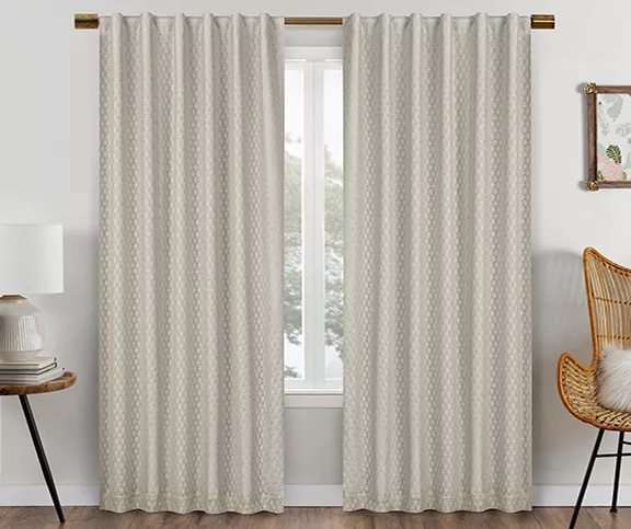 Eclipse Nora Crochet Blackout Rod Pocket Curtain Panel 2 Eclipse Nora Crochet Blackout Rod Pocket Curtain Panel - Image 2