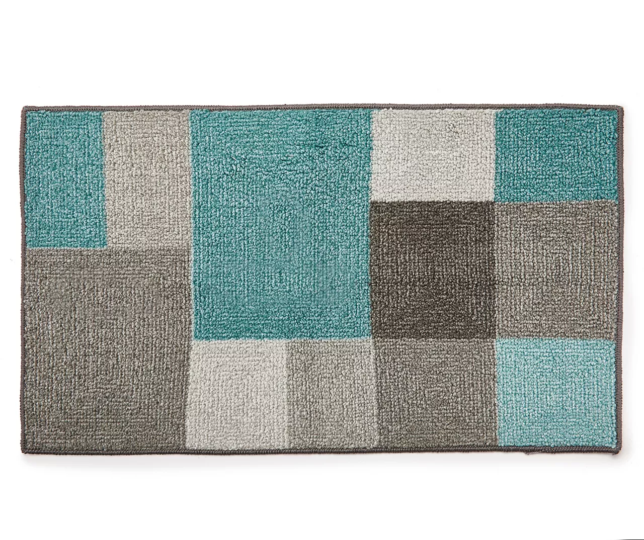 Turquoise Textured Block Accent Rug, (30" X 46") 1 Turquoise Textured Block Accent Rug, (30" X 46")