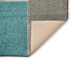 Turquoise Textured Block Accent Rug, (30" X 46") 5 Turquoise Textured Block Accent Rug, (30" X 46") -Cuisinart Store 810478188 810478189 810478190 3