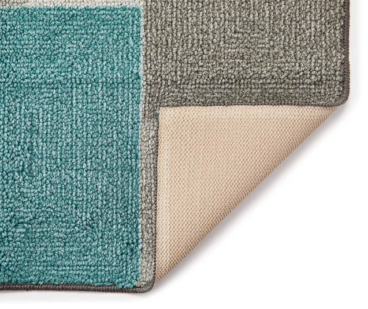 Turquoise Textured Block Accent Rug, (30" X 46") 3 Turquoise Textured Block Accent Rug, (30" X 46") - Image 3