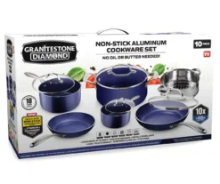 Granitestone Diamond Blue Non-Stick Aluminum 10-Piece Cookware Set