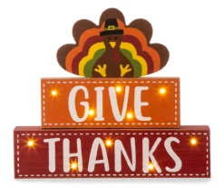 "Give Thanks" LED Block Tabletop Decor
