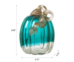 5" Turquoise Crackle Glass Pumpkin -Cuisinart Store 810491567 A0 6