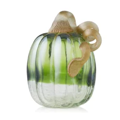 5" Green Crackle Glass Pumpkin