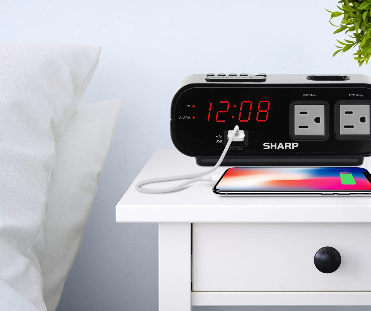 Sharp Digital Dual Alarm Clock With Power Outlets & USB Port 3 Sharp Digital Dual Alarm Clock With Power Outlets & USB Port - Image 3