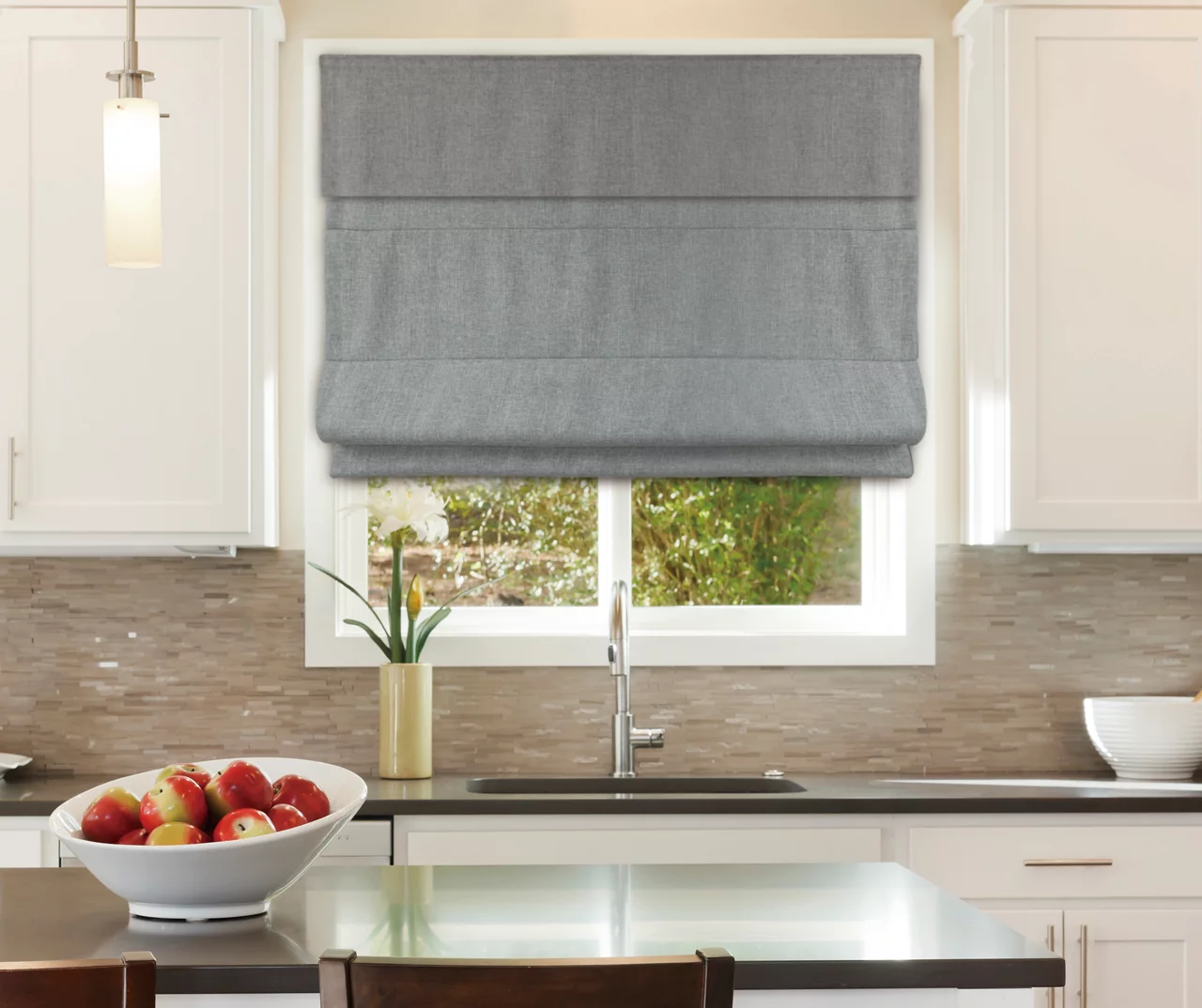 Gray Blackout Cordless Roman Shade 3 Gray Blackout Cordless Roman Shade - Image 3