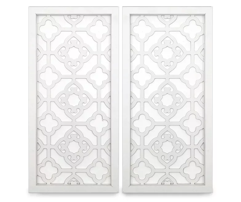 White Carved Wood 2-Piece Panel Set 1 White Carved Wood 2-Piece Panel Set