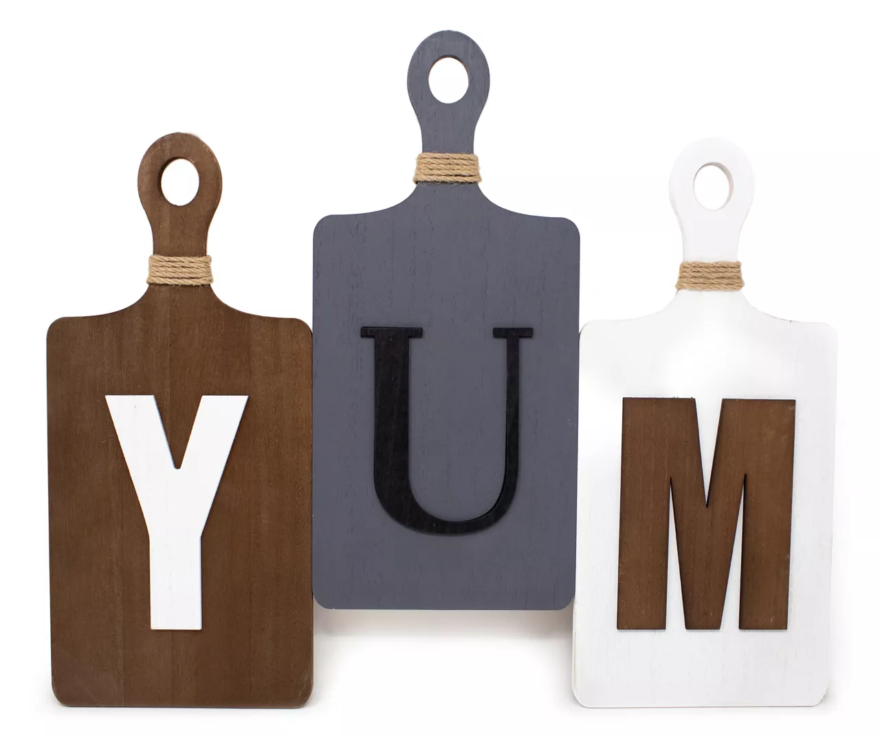 Gray & Brown "Yum" Cutting Board Wall Décor 1 Gray & Brown "Yum" Cutting Board Wall Décor