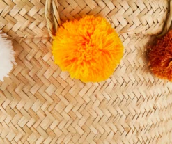 Woven Storage Basket With Orange Pom Poms -Cuisinart Store 810503542 2