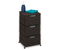 Espresso Brown Woven 3-Drawer Storage Organizer Chest
