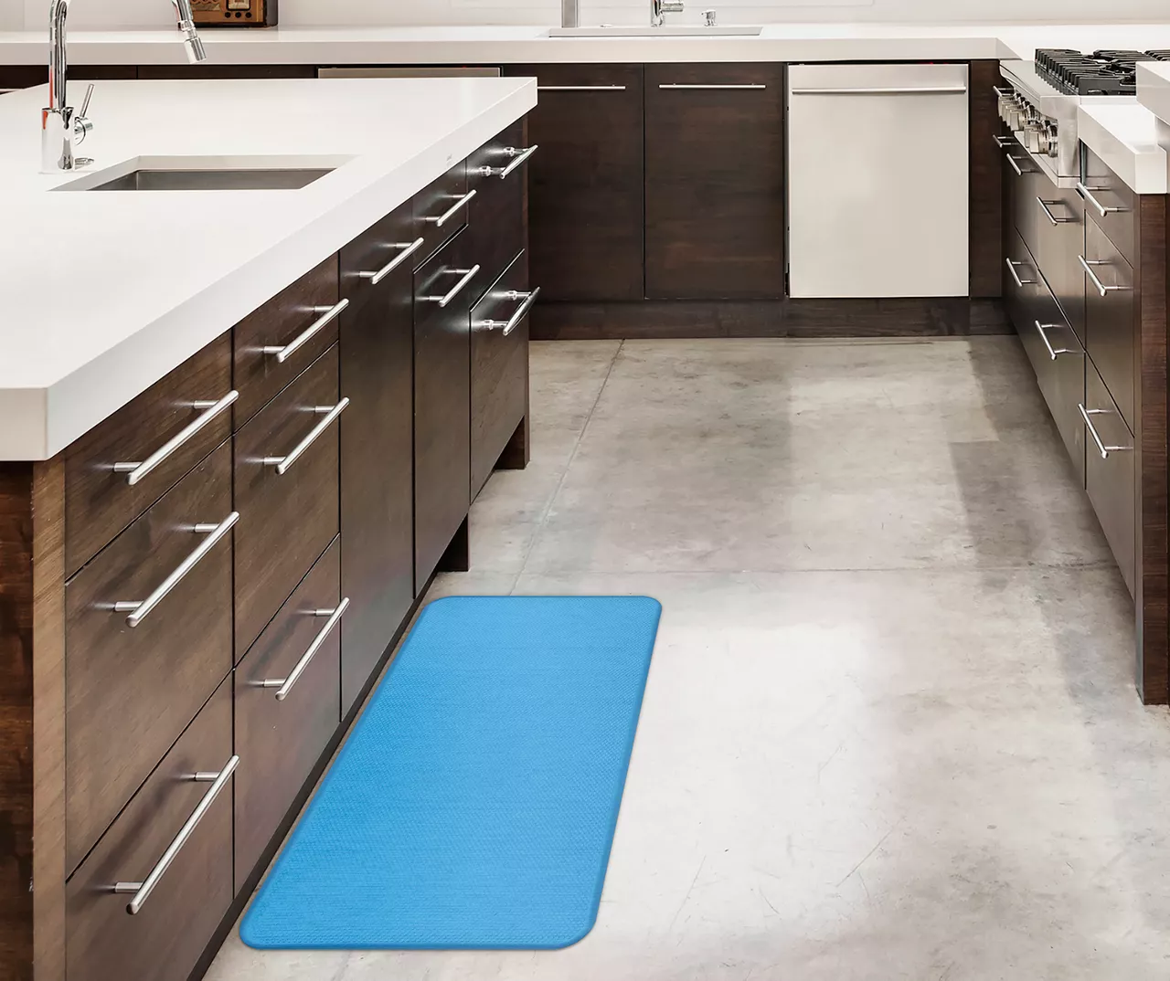 Teal Linen Kitchen Mat, (20" X 36") 2 Teal Linen Kitchen Mat, (20" X 36") - Image 2