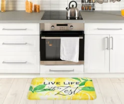 "Live Life With Zest" Lemon Print Kitchen Mat, (18" X 30") -Cuisinart Store 810505408 2