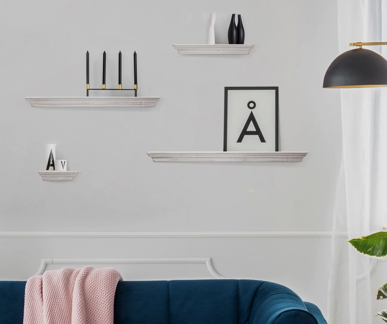 White Crown Molding 4-Piece Floating Shelves Set 2 White Crown Molding 4-Piece Floating Shelves Set - Image 2