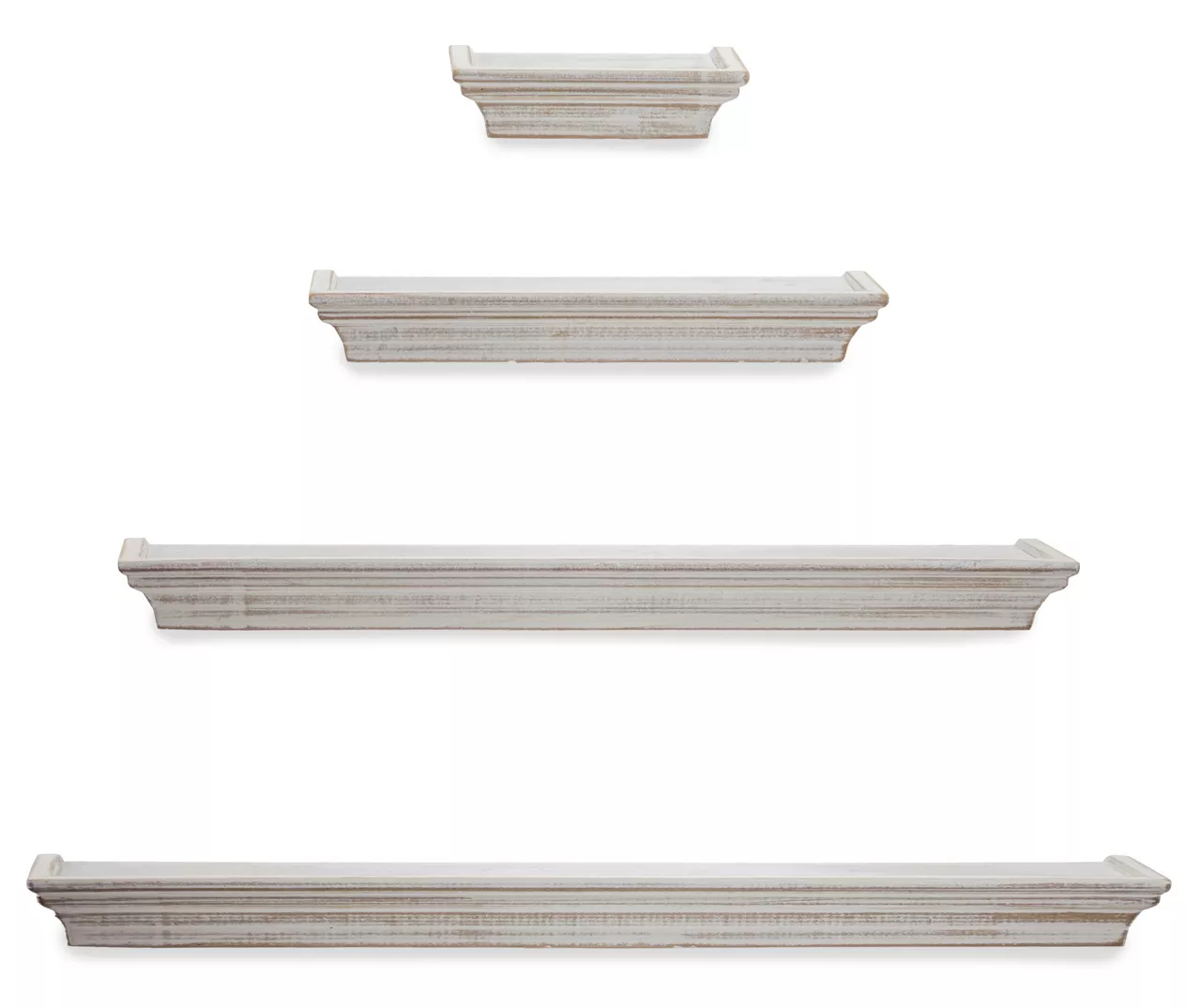 White Crown Molding 4-Piece Floating Shelves Set 5 White Crown Molding 4-Piece Floating Shelves Set - Image 5