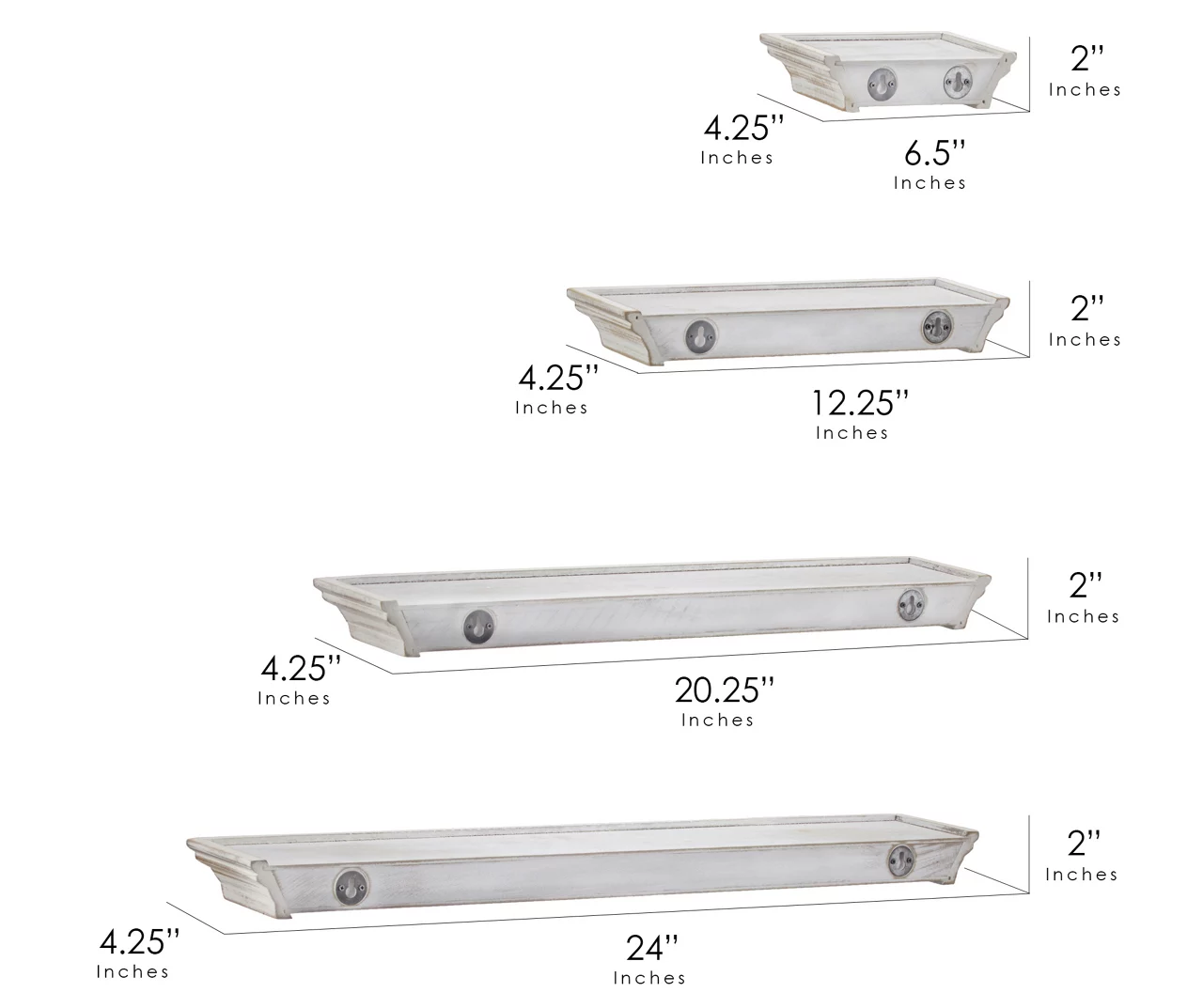 White Crown Molding 4-Piece Floating Shelves Set 6 White Crown Molding 4-Piece Floating Shelves Set - Image 6