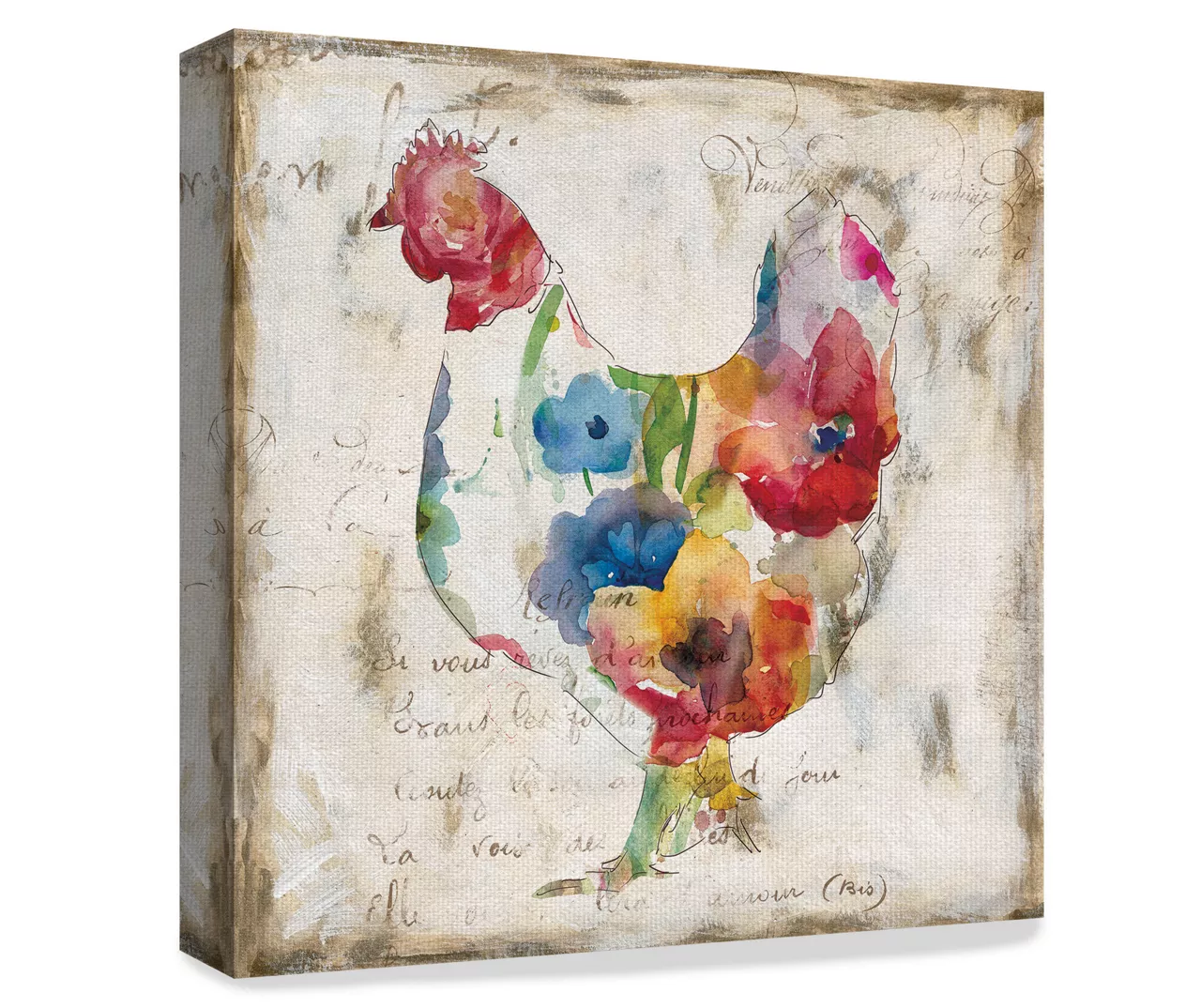 Flowered Hen & Rooster 2-Piece Wrapped Canvas Set 2 Flowered Hen & Rooster 2-Piece Wrapped Canvas Set - Image 2