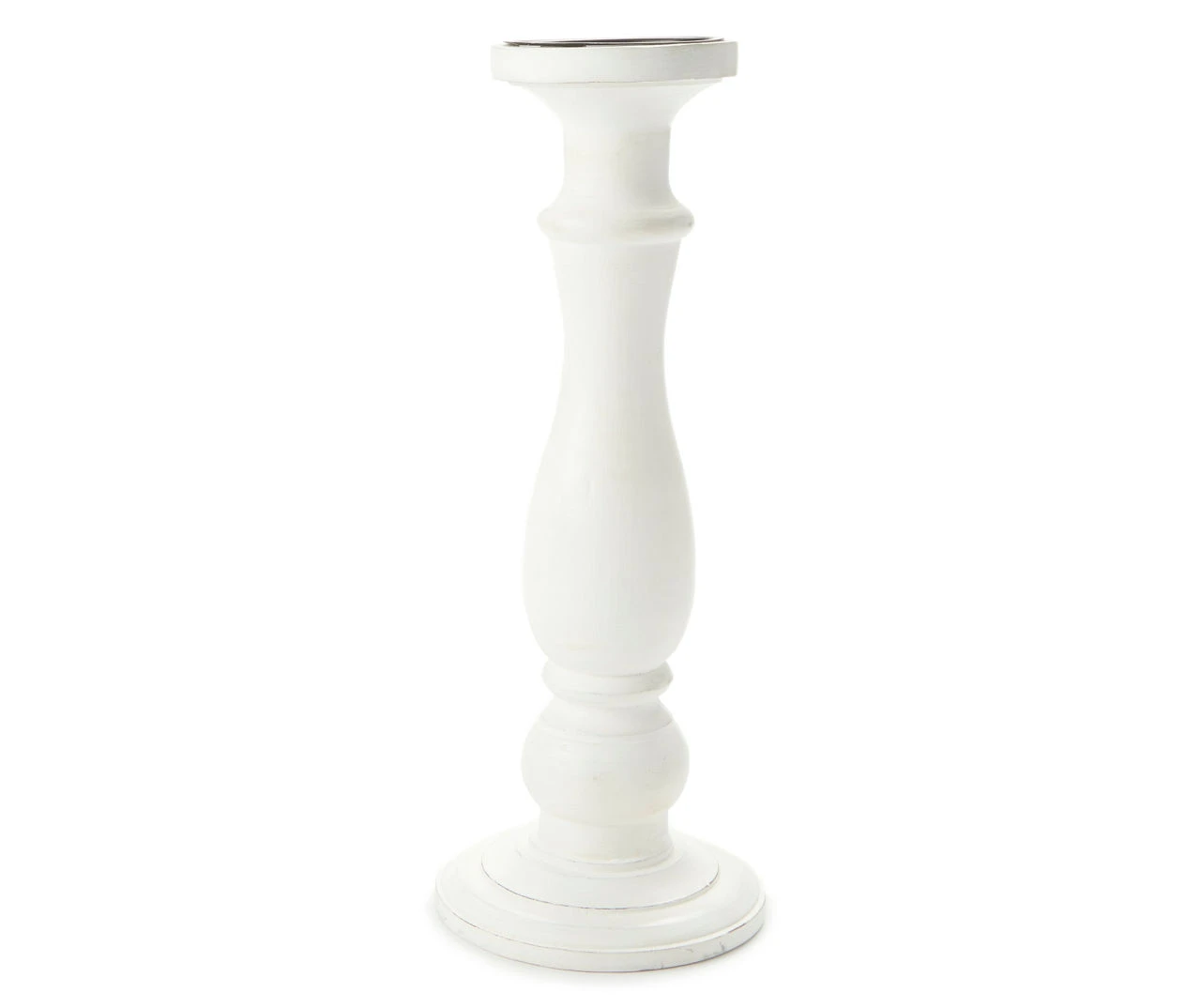White Wood Pillar Candle Holder, (15") 1 White Wood Pillar Candle Holder, (15")