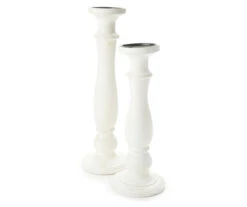 White Wood Pillar Candle Holder, (18") -Cuisinart Store 810509526 810509525 3 1