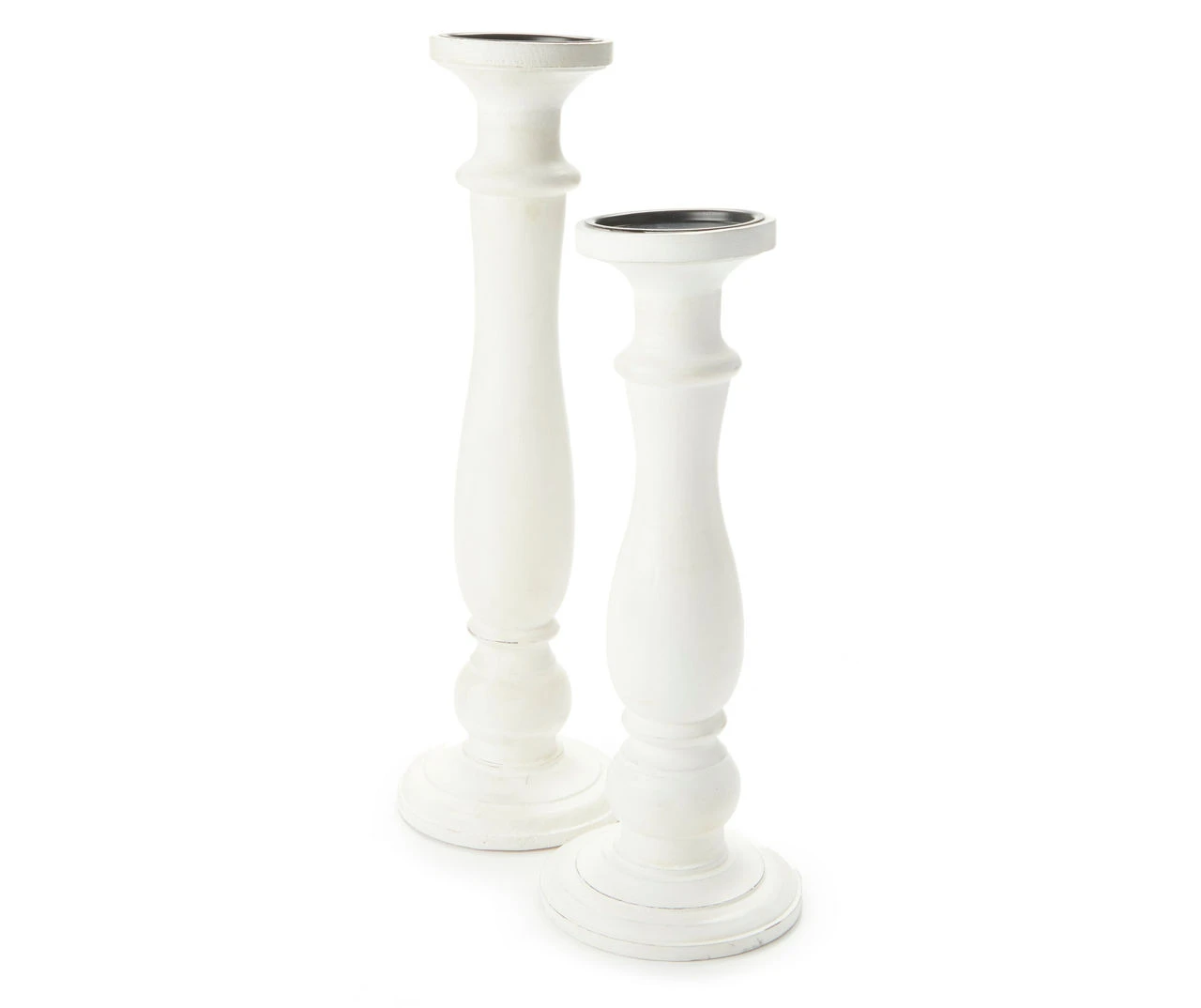 White Wood Pillar Candle Holder, (15") 4 White Wood Pillar Candle Holder, (15") - Image 4