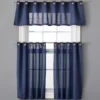 Chambray Blue Valance & Tier 3-Piece Curtain Set