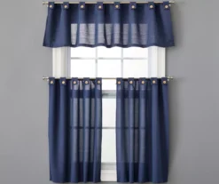 Chambray Blue Valance & Tier 3-Piece Curtain Set