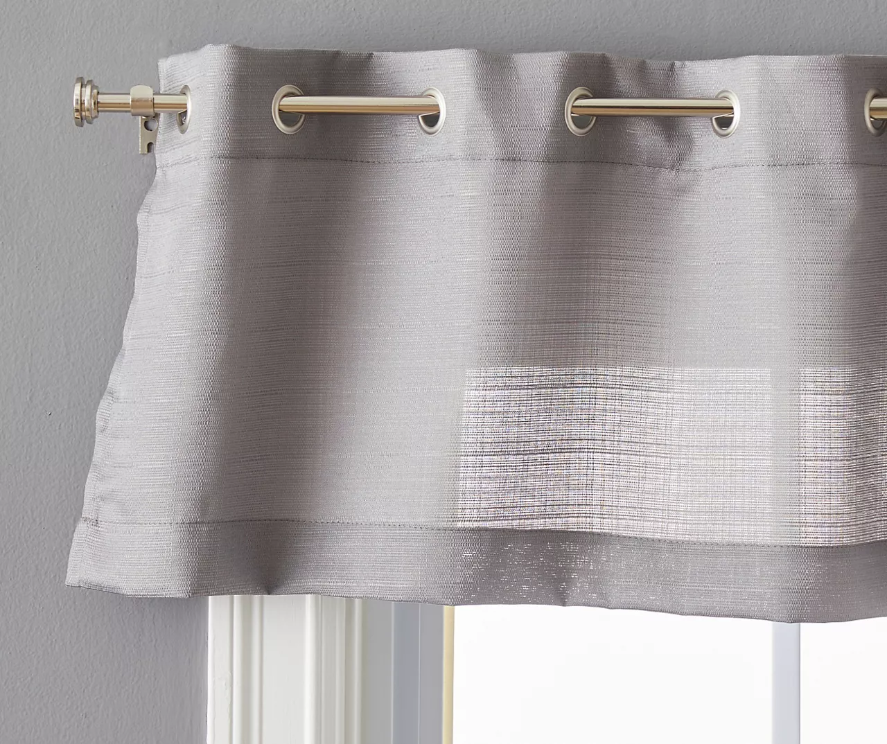 Gray Tucker Valance & Tier 3-Piece Curtain Set 2 Gray Tucker Valance & Tier 3-Piece Curtain Set - Image 2