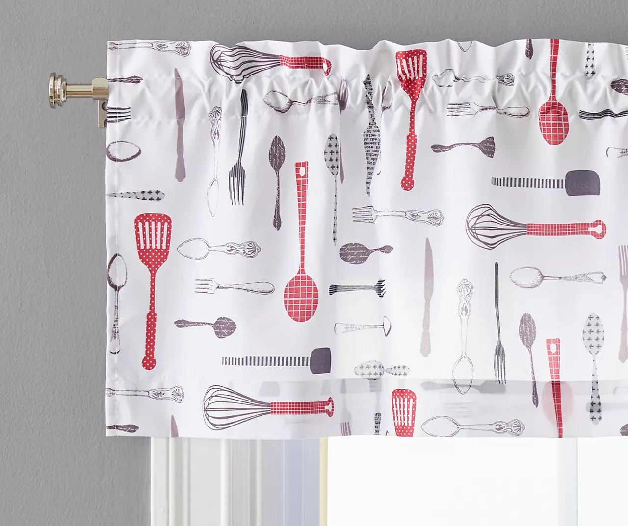 Utensils Print Valance & Tier 3-Piece Curtain Set 2 Utensils Print Valance & Tier 3-Piece Curtain Set - Image 2