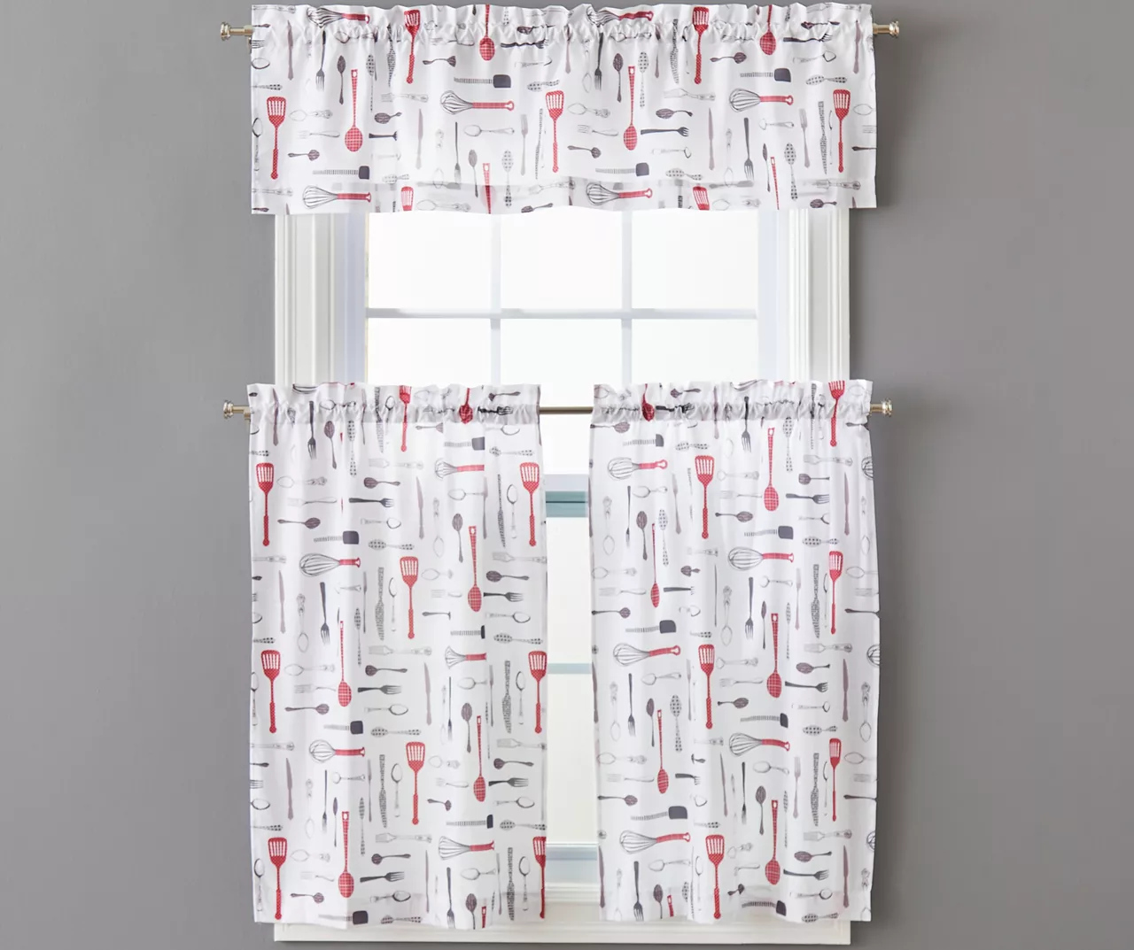 Utensils Print Valance & Tier 3-Piece Curtain Set 1 Utensils Print Valance & Tier 3-Piece Curtain Set