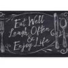 Real Living "Eat Well" Black & White Chalk Print Soft Step Kitchen Mat