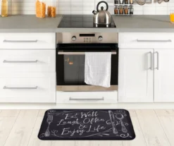 Real Living "Eat Well" Black & White Chalk Print Soft Step Kitchen Mat 5 Real Living "Eat Well" Black & White Chalk Print Soft Step Kitchen Mat -Cuisinart Store 810514470 2