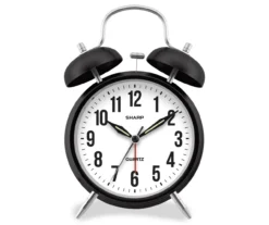 Sharp Black & Silver Twin Bell Alarm Clock 9 Sharp Black & Silver Twin Bell Alarm Clock -Cuisinart Store 810514647 1 2