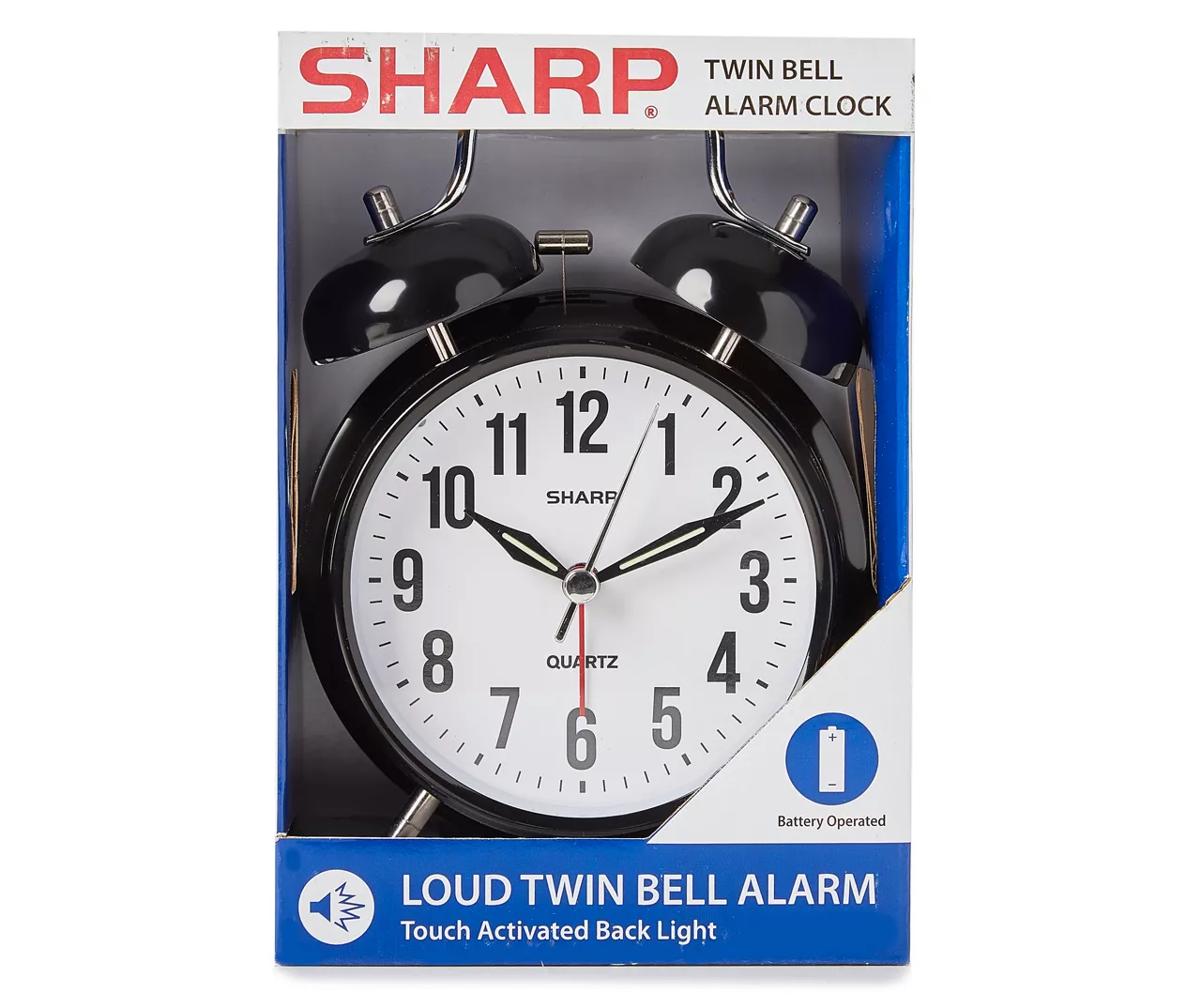 Sharp Black & Silver Twin Bell Alarm Clock 1 Sharp Black & Silver Twin Bell Alarm Clock