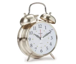 Sharp Brushed Nickel Twin Bell Alarm Clock -Cuisinart Store 810514648 1