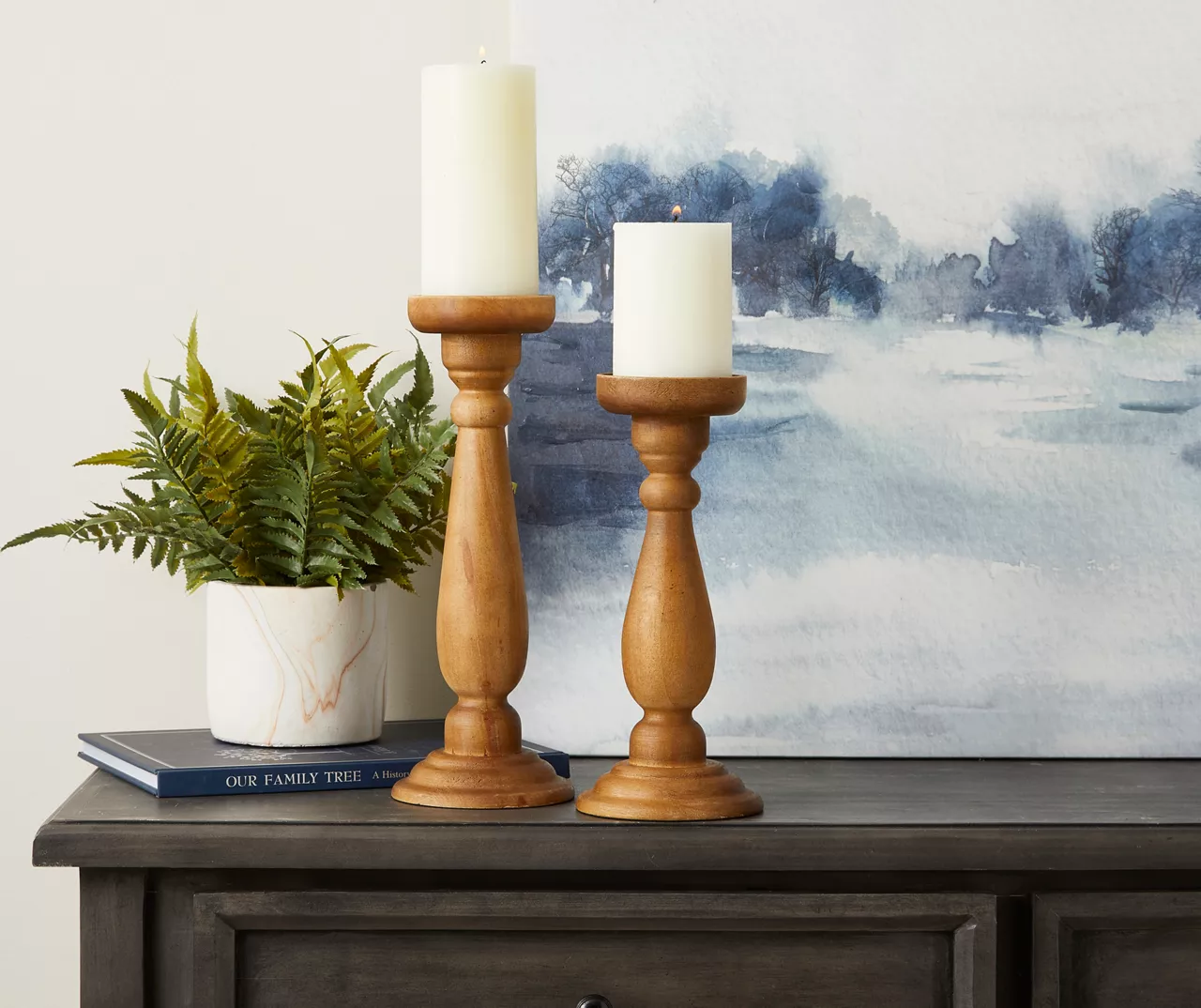 Wooden Pillar Candle Holder, (13") 3 Wooden Pillar Candle Holder, (13") - Image 3